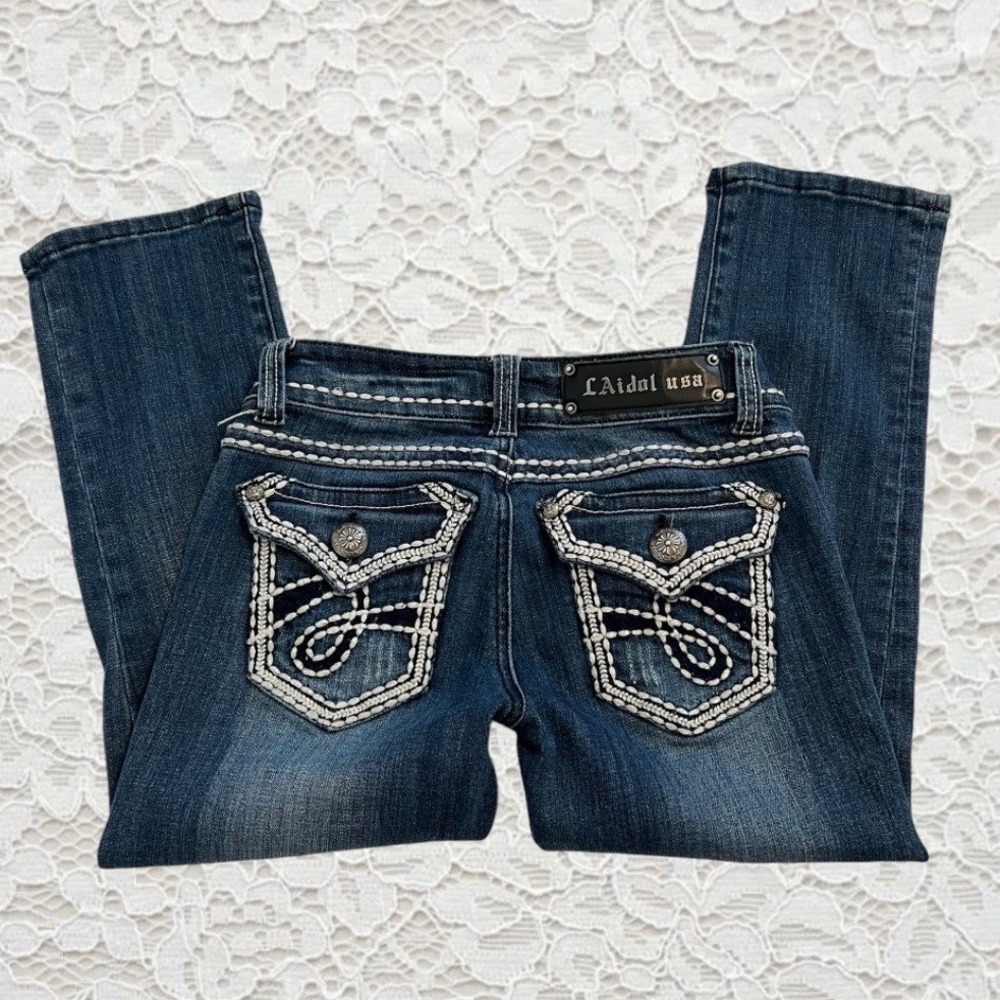 vintage cyber y2k low rise contrast stitch capris